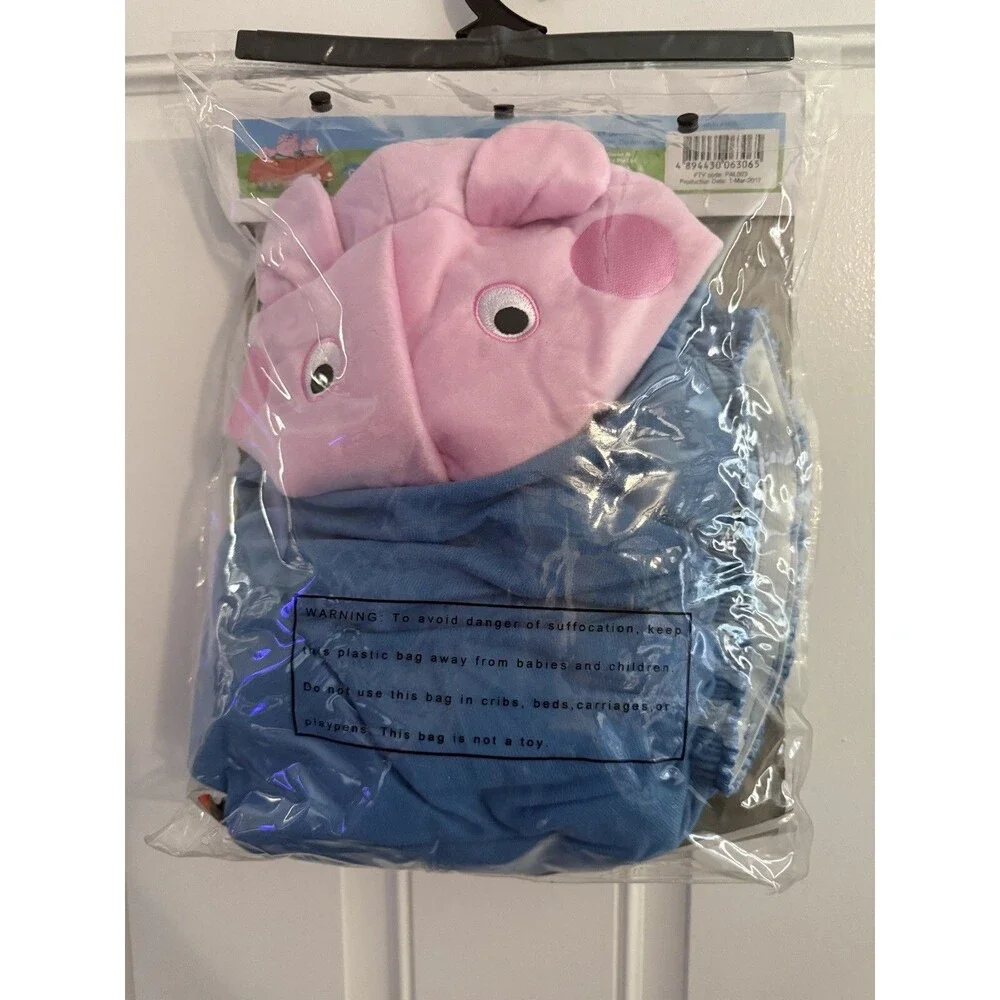 Peppa Pig’s Brother George Pig Toddler Costume Shirt and Hat Size 3-4 Years New